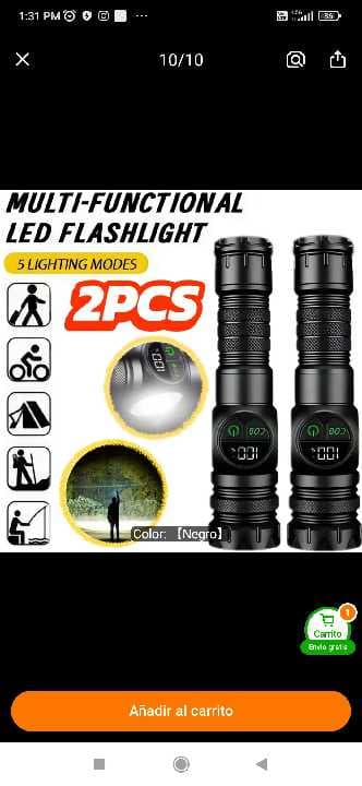 Linterna recargable 5 modos luz tactica
