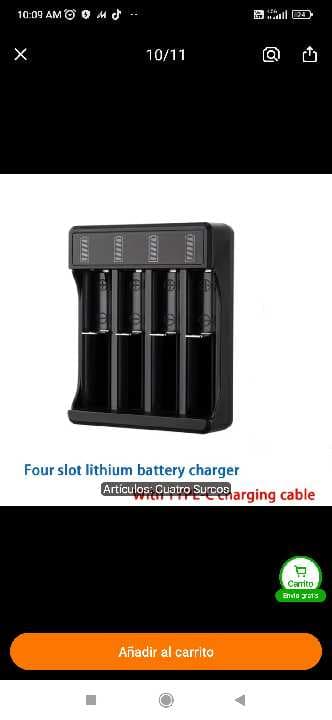 Cargador de baterias 18650 de 3.7v