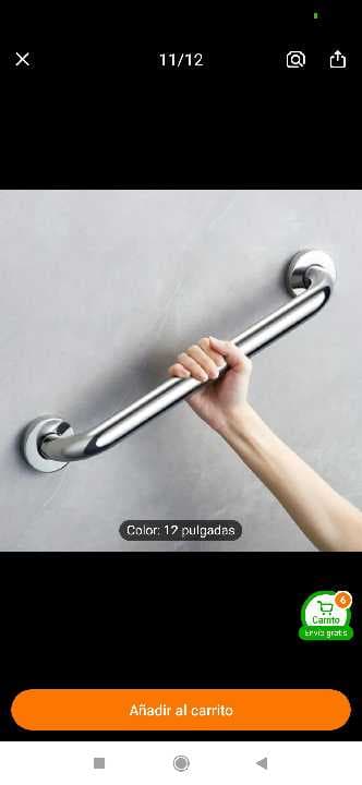Pasamano acero inoxidable para ducha 30cm